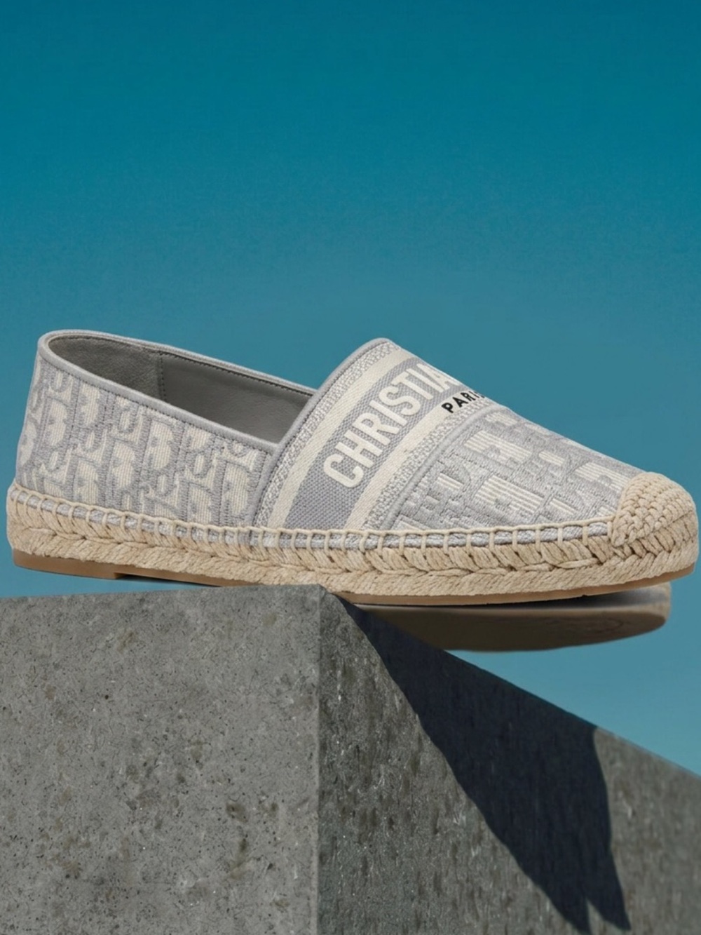Authentic Christian Dior Gray Logo Espadrilles